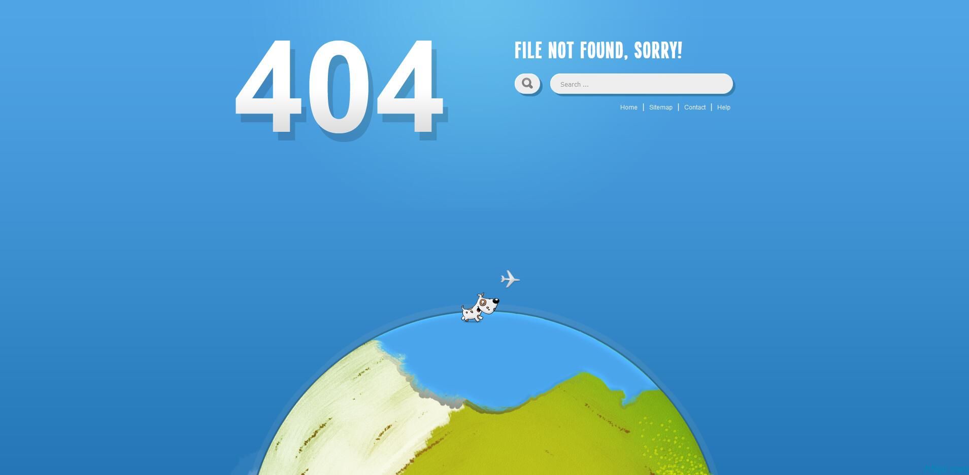 小狗绕地球奔跑404页面是一款可爱的小动物在旋转的地球上奔跑404网站
